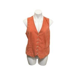Lauren Ralph Lauren goat Suede Button-Up Vest size large Y2K preppy equestrian